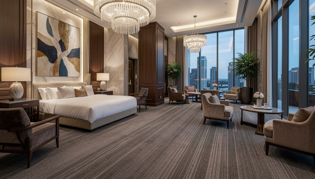 Elegant bedroom featuring Nylon Carpets
