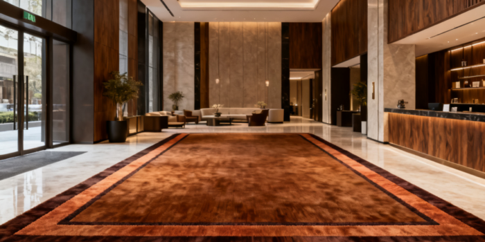 Vibrant Customized Carpets In India With Traditional Motifs Styled In A Cozy, Well-lit Living Room.