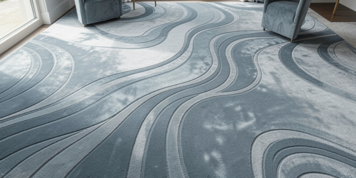 Modern Custom Carpet With Flowing Line Design In A Stylish Living Room
