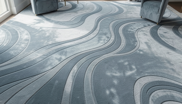 Modern Custom Carpet With Flowing Line Design In A Stylish Living Room